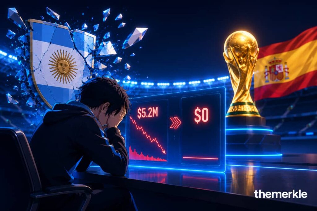 Spain’s World Cup Win Liquidates Bettor’s $5.2M Crypto Position Amid $4 Billion Polymarket Surge The Merkle logo